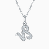 Capricorn zodiac pendant necklace in white gold vermeil, pavé moissanite charm