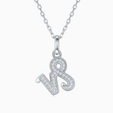 Capricorn zodiac pendant necklace in white gold vermeil, pavé moissanite charm