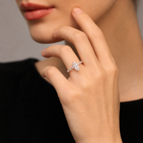 Marquise Moissanite Round Shoulder Band Ring