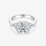 Round Moissanite Trillion Three Stone Ring