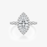 Marquise Moissanite Halo Pavé Ring