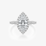 Marquise Moissanite Halo Pavé Ring