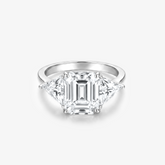 Emerald Moissanite Trillion Three Stone Ring