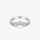 Round Moissanite Chevron Crown Band Ring