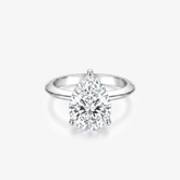 Pear Moissanite Solitaire Plain Band Ring