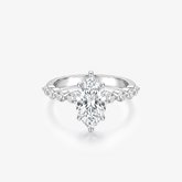 Marquise Moissanite Round Shoulder Band Ring