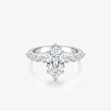 Marquise Moissanite Round Shoulder Band Ring