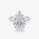 Pear Moissanite Marquise Halo Pavé Ring