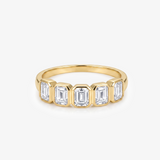 Emerald Moissanite Bezel Five Stone Band