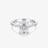Emerald Moissanite Twist Pavé Solitaire Ring
