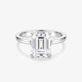 Emerald Moissanite Solitaire Plain Band Ring