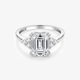 Emerald Moissanite Cluster Side Stone Ring