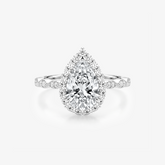 Pear Moissanite Halo Twist Pavé Ring