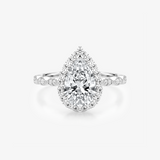 Pear Moissanite Halo Twist Pavé Ring