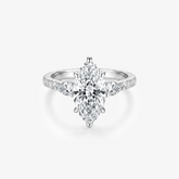 Marquise Moissanite Three Stone Pavé Ring