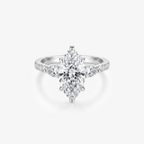 Marquise Moissanite Three Stone Pavé Ring