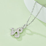 Capricorn zodiac pendant necklace, white gold vermeil setting with sparkling pavé