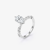 Marquise Moissanite Round Shoulder Band Ring