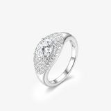 Oval Moissanite Dome Pavé Ring