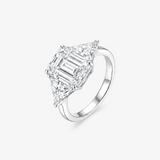 Emerald Moissanite Trillion Three Stone Ring