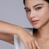 Moissanite Paperclip Chain Armband am Handgelenk, Gelbgold-Vermeil, mit funkelnden Steinen