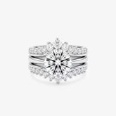 Round Moissanite Crown Bridal Ring Set