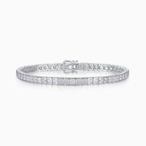 Princess cut moissanite tennis bracelet 6.5 in, silver-toned with square stone row