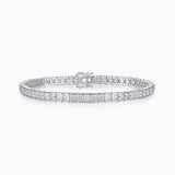 Princess cut moissanite tennis bracelet 6.5 in, silver-toned with square stone row