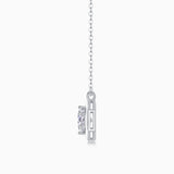 Hexagon pendant bail and round brilliant stone on chain, white gold vermeil
