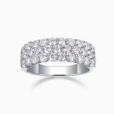 Triple-row moissanite eternity band in white gold vermeil, sparkling round stones