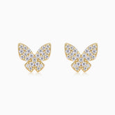 Butterfly stud earrings in yellow gold vermeil with pavé moissanite detail
