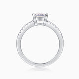 White-gold vermeil ring profile with princess-cut setting and pavé shoulders
