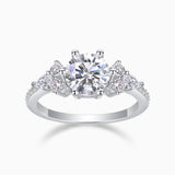 2CT Round moissanite pavé ring, white gold vermeil, round center with pavé bands