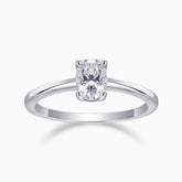 Ovaler Solitär-Moissanit-Ring in White-Gold-Vermeil, vierfassige Zargen