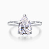 4.0ct pear-cut solitaire moissanite ring in white gold vermeil with four-prong setting