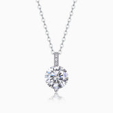 3ct round moissanite solitaire pendant, pavé bail, white gold vermeil