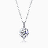 3ct round moissanite solitaire pendant, pavé bail, white gold vermeil