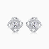 Pinwheel Knot Ohrringe im Steckerdesign, Weißgold-Vermeil mit Moissanite-Pavé