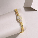 Yellow gold vermeil evil-eye oval charm bracelet, pavé sparkle detail