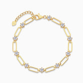 Moissanite Paperclip Chain Armband, Gelbgold-Vermeil, Glanzsteine in Ketten-Gliedern