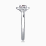 Asscher-cut moissanite engagement ring, square center stone in prong setting