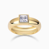 Yellow gold vermeil asscher-cut solitaire moissanite ring with square center stone