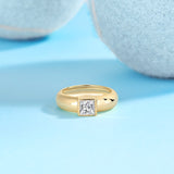 Asscher-cut solitaire moissanite ring with square stone in yellow gold vermeil