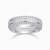 Three-row eternity band with pavé stones, white gold vermeil finish