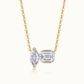 Toi et Moi Moissanite necklace in yellow gold vermeil, marquise and emerald-cut stones