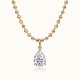 Yellow gold vermeil necklace with pear moissanite solitaire pendant