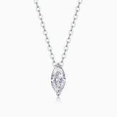Marquise solitaire moissanite pendant necklace with white gold vermeil chain