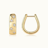 Yellow gold vermeil huggie hoops with mixed-shape moissanite scatter studs