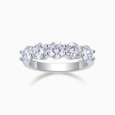 Five-stone moissanite wedding band, white gold vermeil, five round stones