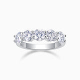 Five-stone moissanite wedding band, white gold vermeil, five round stones